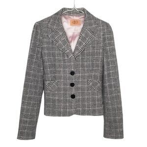 Y2K Juicy Couture Wool Houndstooth Blazer Jacket Women's Size S